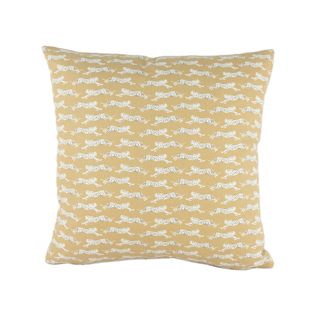 Schumacher - Leaping Leopards - Sand - Sleek Chic Designer Leopard Cushion Cover - Handmade Throw Pillow - Luxury Home Decor.