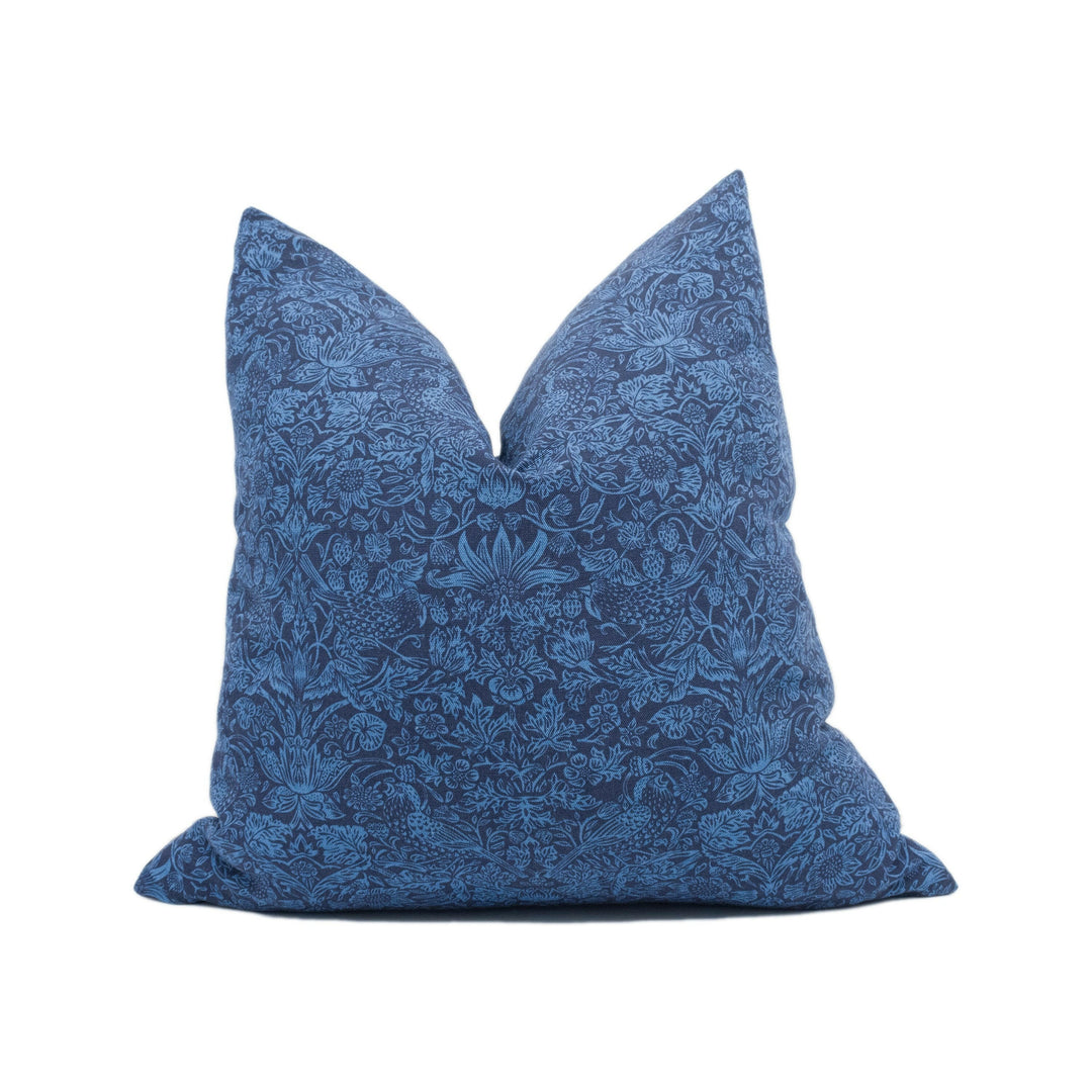 Liberty - Strawberry Meadow - Blue - Modern Strawberry Thief Inspired Cushion Cover - Handmade Throw Pillow - Designer Home Décor.