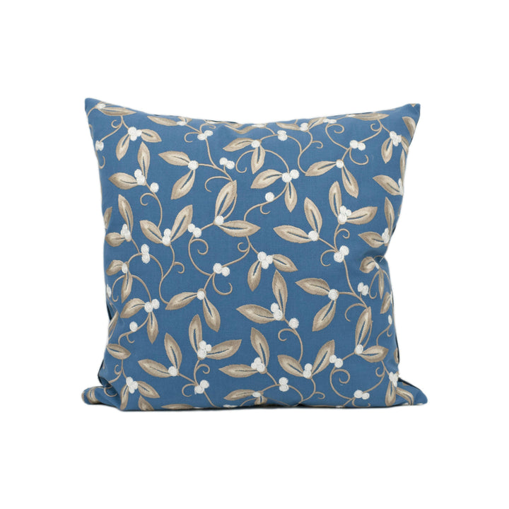William Morris - Mistletoe Embroidery - May Blue - Charming Embroidered Floral Cushion Cover - Handmade Throw Pillow - Designer Home Décor.