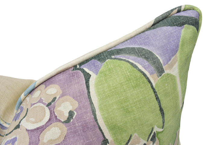 Anna French x Thibaut - Laura - Lavender and Green - Bold Vintage Retro Floral Designer Cushion Cover - Luxury Throw Pillow - Handmade Home.