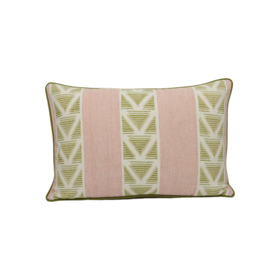Anna French x Thibaut - Burton Stripe - Blush / Green - Classic Striped Geometric Designer Cushion Cover Luxury Throw Pillow Designer Home.
