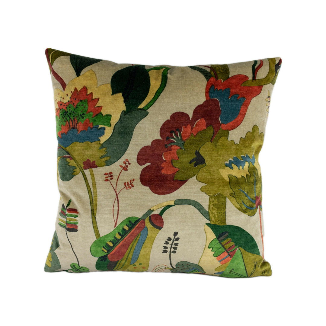 GP & J Baker - California Velvet - Red / Cream - Sumptuous Floral Botanical Designer Cushion Cover - Luxury Throw Pillow - Handmade Home.