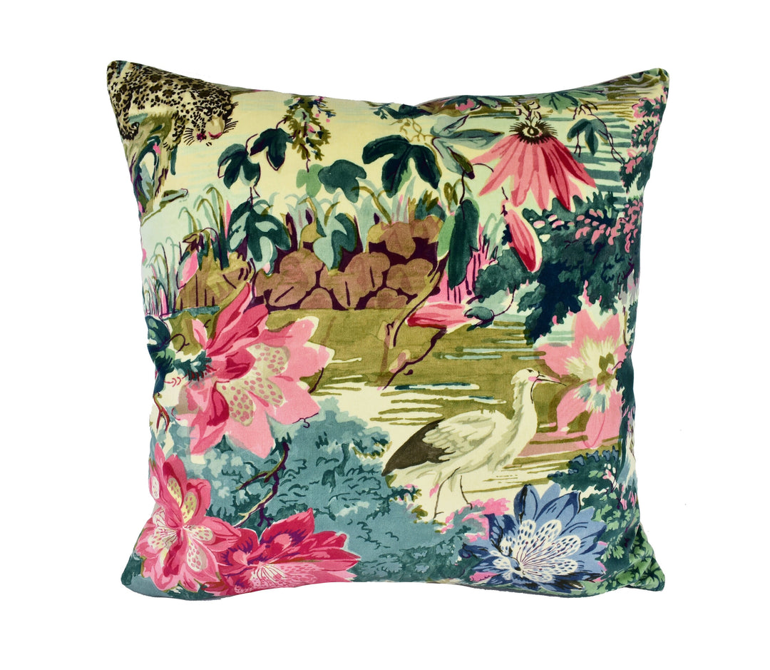 Linwood - Jungle Rumble Velvet - Leopard - Vibrant Tropical Jungle Designer Cushion Cover - Luxury Throw Pillow - Handmade Home Decor