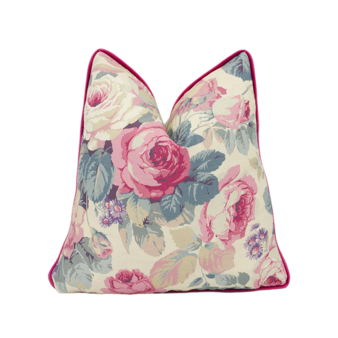 Sanderson - Chelsea - Indigo / Loganberry - Contrast Piped Cushion Cover Throw Pillow Designer Home Décor.