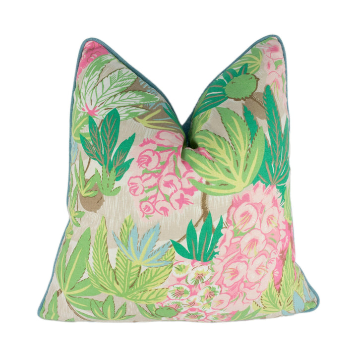Schumacher -  Del Lungo - Blush - Tiki Tropical Retro Bloom Designer Cushion Cover - Handmade Throw Pillow - Designer Home Decor.