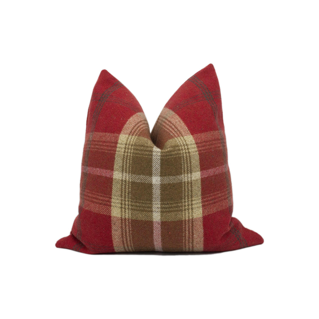 Porter & Stone - Balmoral - Red - Plaid Tartan Cushion Cover - Handmade Throw Pillow - Designer Home Décor.