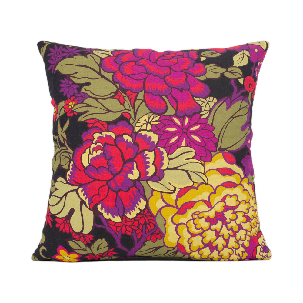Liberty Art Fabrics - Garden - Black - Bold Colourful Floral Cushion Cover - Throw Pillow Designer Home Décor.
