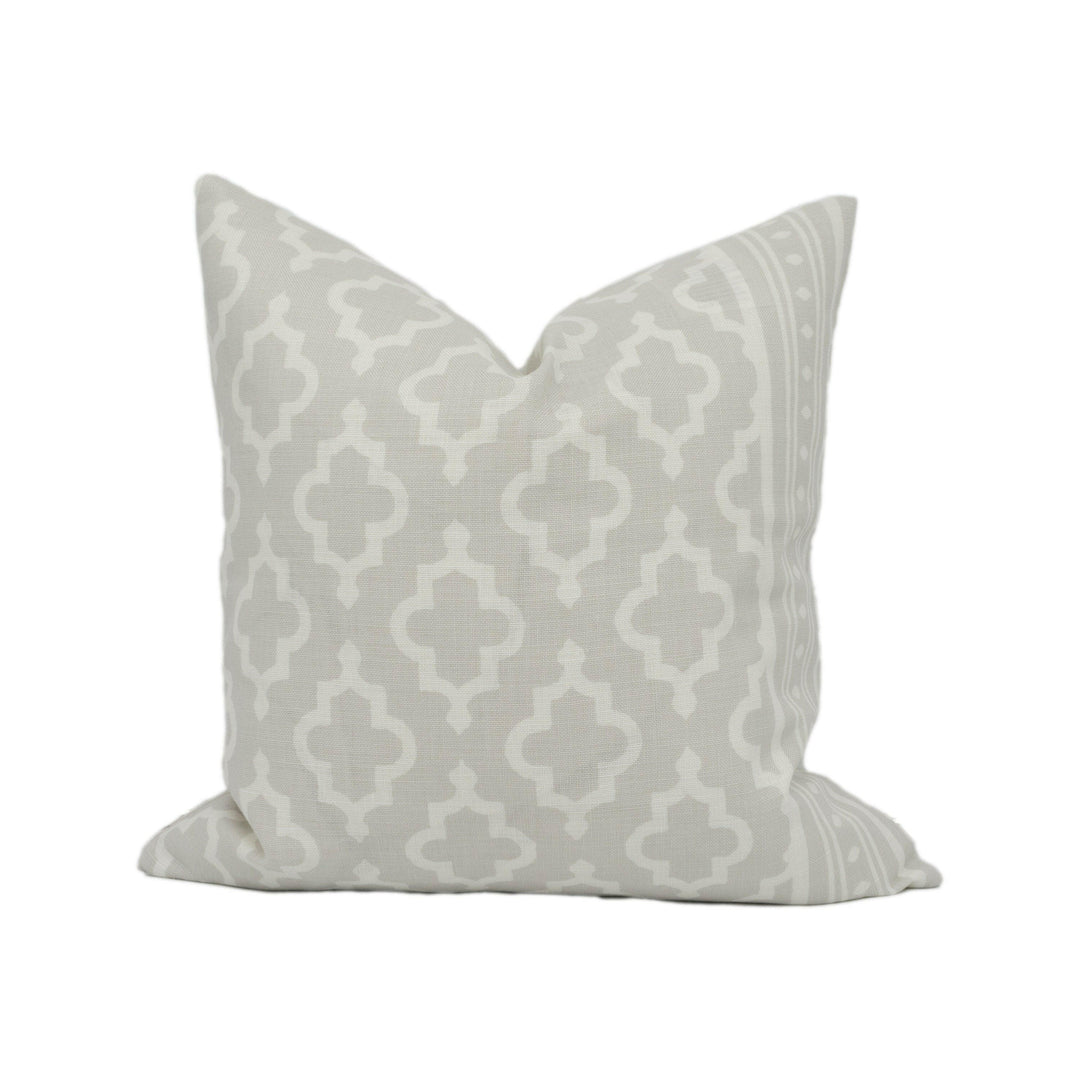 Schumacher - Jake - Soft Grey - Moroccan Inspired Geometric Cushion Cover Handmade Throw Pillow Designer Home Décor.