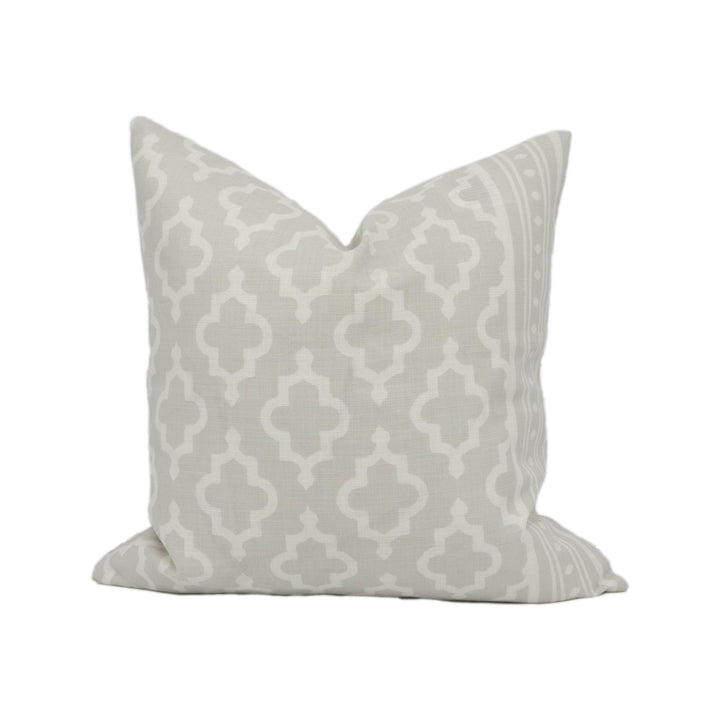 Schumacher - Jake - Soft Grey - Moroccan Inspired Geometric Cushion Cover Handmade Throw Pillow Designer Home Décor.