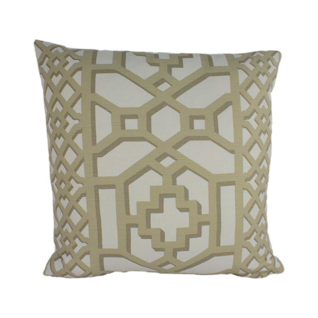 Schumacher - Zanzibar Trellis Matte - Sand - Elsie de Wolfe Inspired Designer Cushion Cover - Handmade Throw Pillow - Luxury Home Decor.