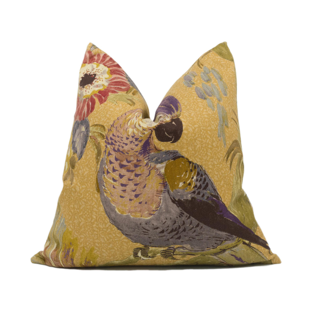 James Dunlop - The Conservatory - Large Scale Tropical Plants and Parrots Cushion Cover - Handmade Throw Pillow - Designer Home Décor