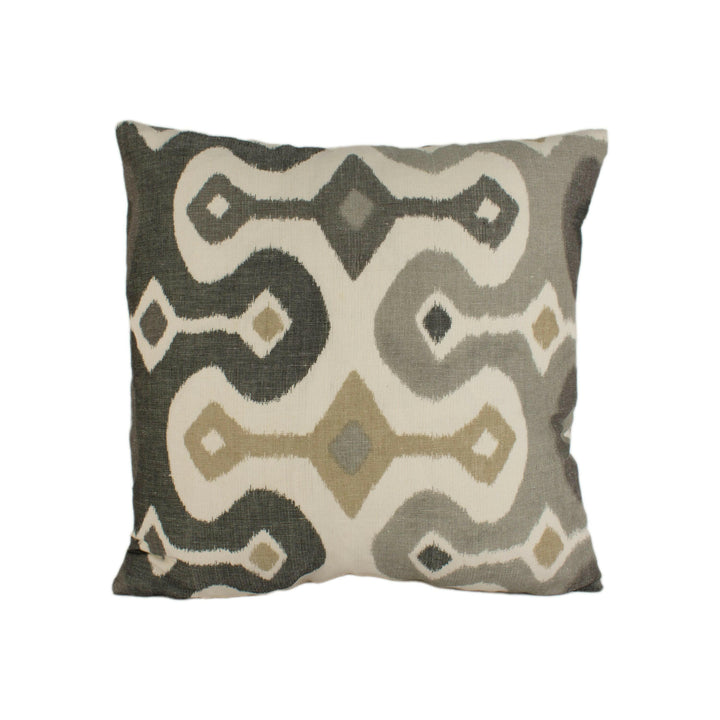 Martyn Lawrence Bullard x Schumacher - Darya Ikat - Stone - Authentic Ikat Designer Cushion Cover - Handmade Throw Pillow - Luxury Home.