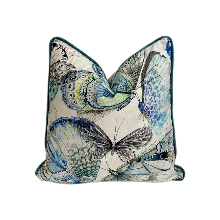 Designers Guild - Papillons - Cobalt - Stunning Contrast Piped Cushion Cover Throw Pillow Home Decor.
