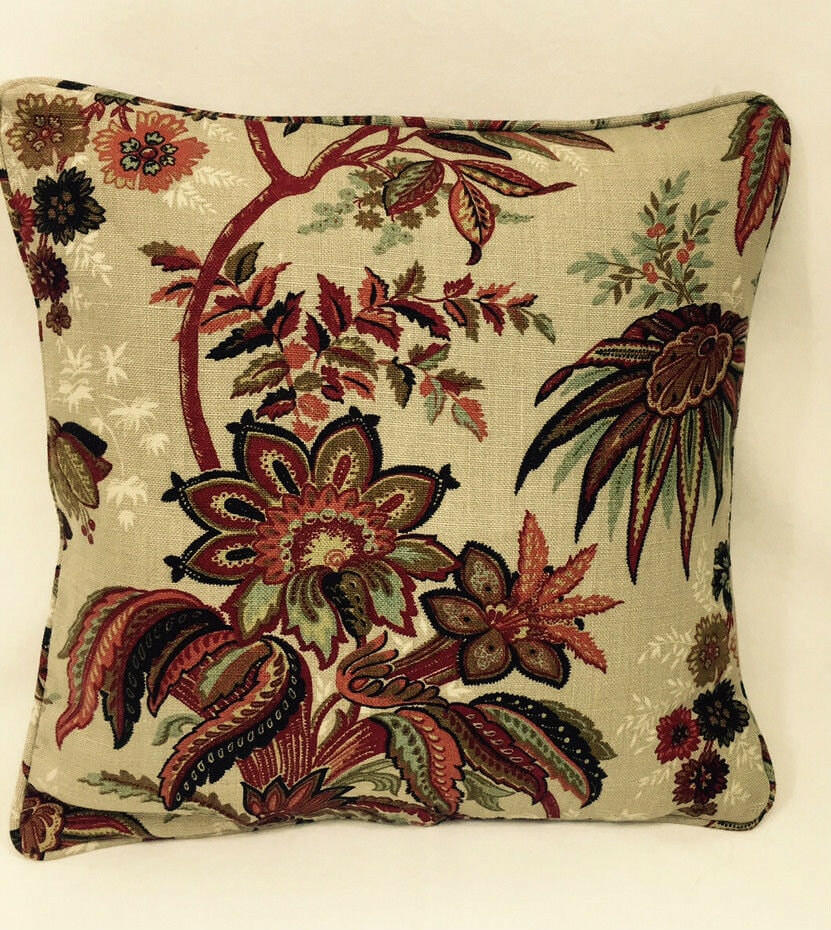 Zoffany - Java - Plum / Gold  - Stunning Floral Vintage Zoffany Cushion Cover - Handmade Throw Pillow Designer Home Decor.