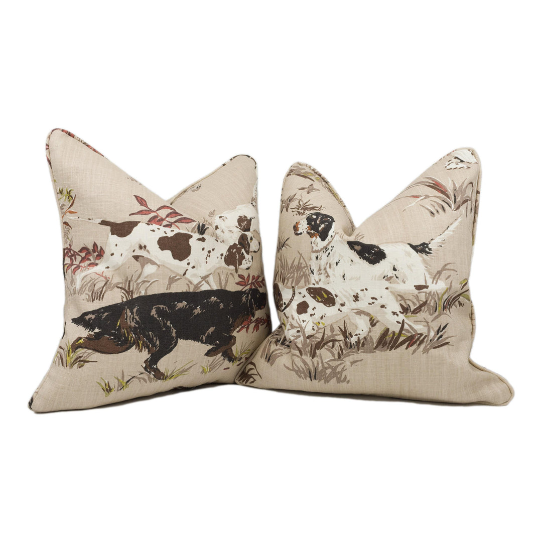Schumacher – Pointers – Tan – Cushion Cover – Heritage Hunting Scene on Linen