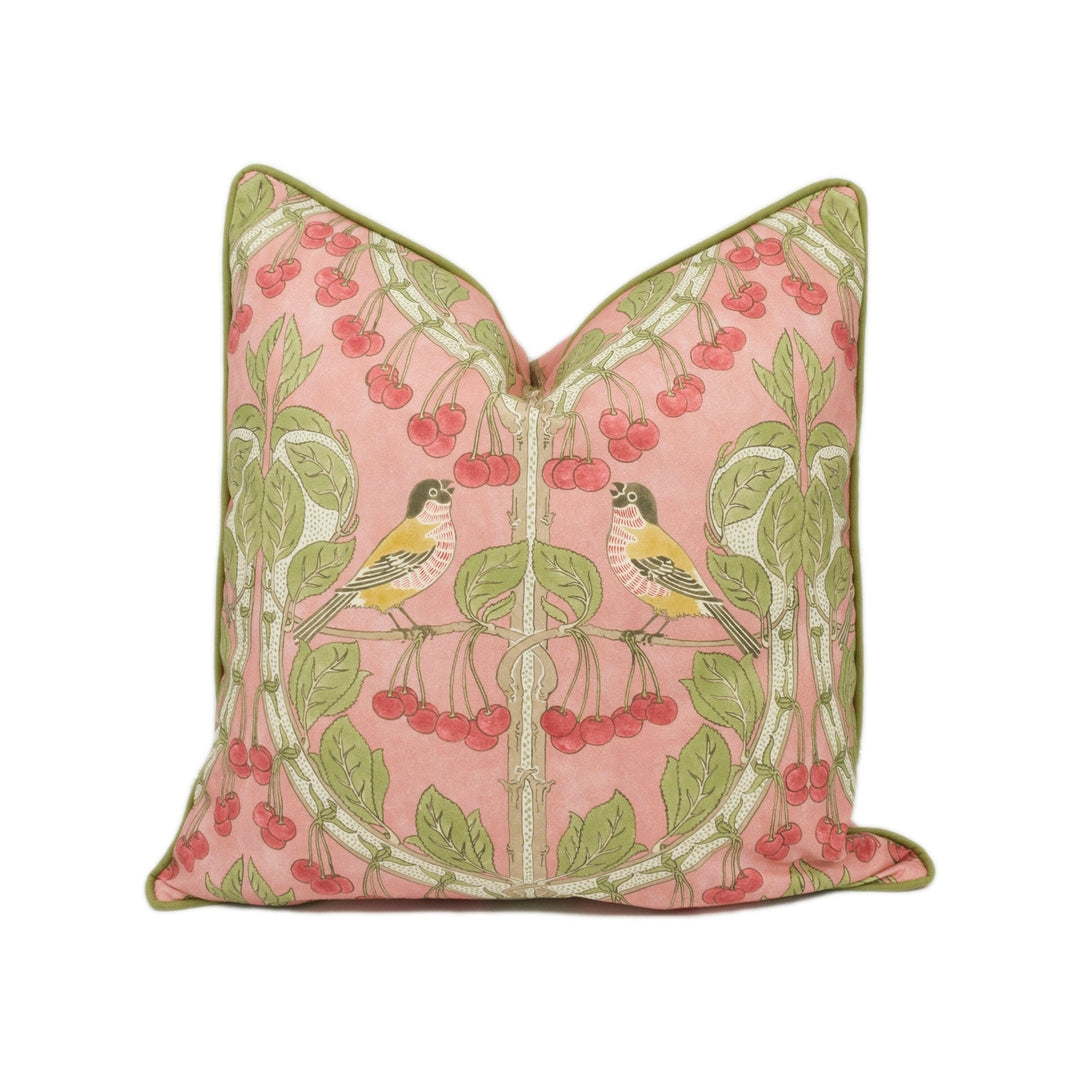 GP and J Baker - Birds & Cherries - Coral - Charming Floral Bird Designer Cushion Cover  - Luxury Throw Pillow - Handmade Home Décor.