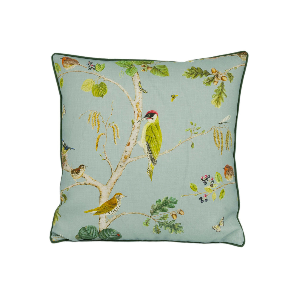 Sanderson - Woodland Chorus - Sky Blue / Multi - Bright Designer Outdoor Fabric Cushion Cover Throw Pillow Home Décor.