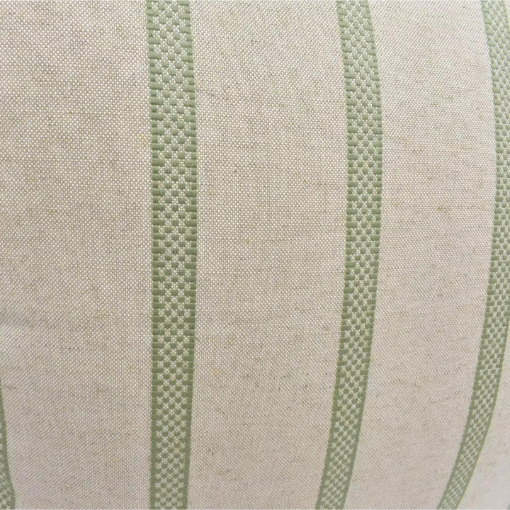 a close-up view of a fabric with a striped pattern, featuring vertical green stripes.