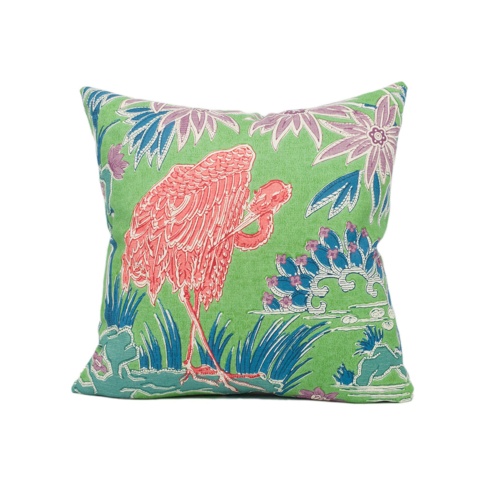 Jim Thompson - Malay - Parrot Green - Colourful Bright Exotic Garden Floral Cushion Cover - Handmade Throw Pillow - Designer Home Décor.