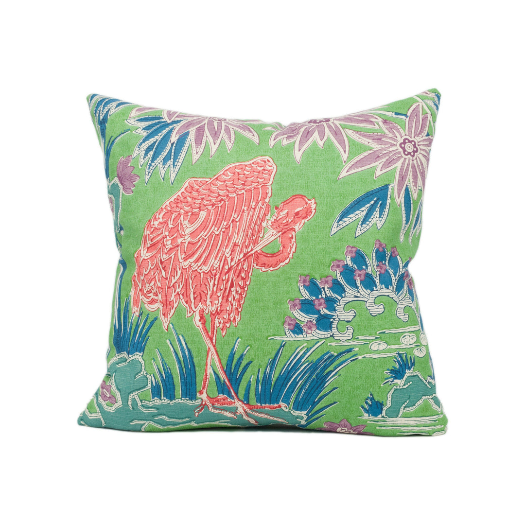 Jim Thompson - Malay - Parrot Green - Colourful Bright Exotic Garden Floral Cushion Cover - Handmade Throw Pillow - Designer Home Décor.