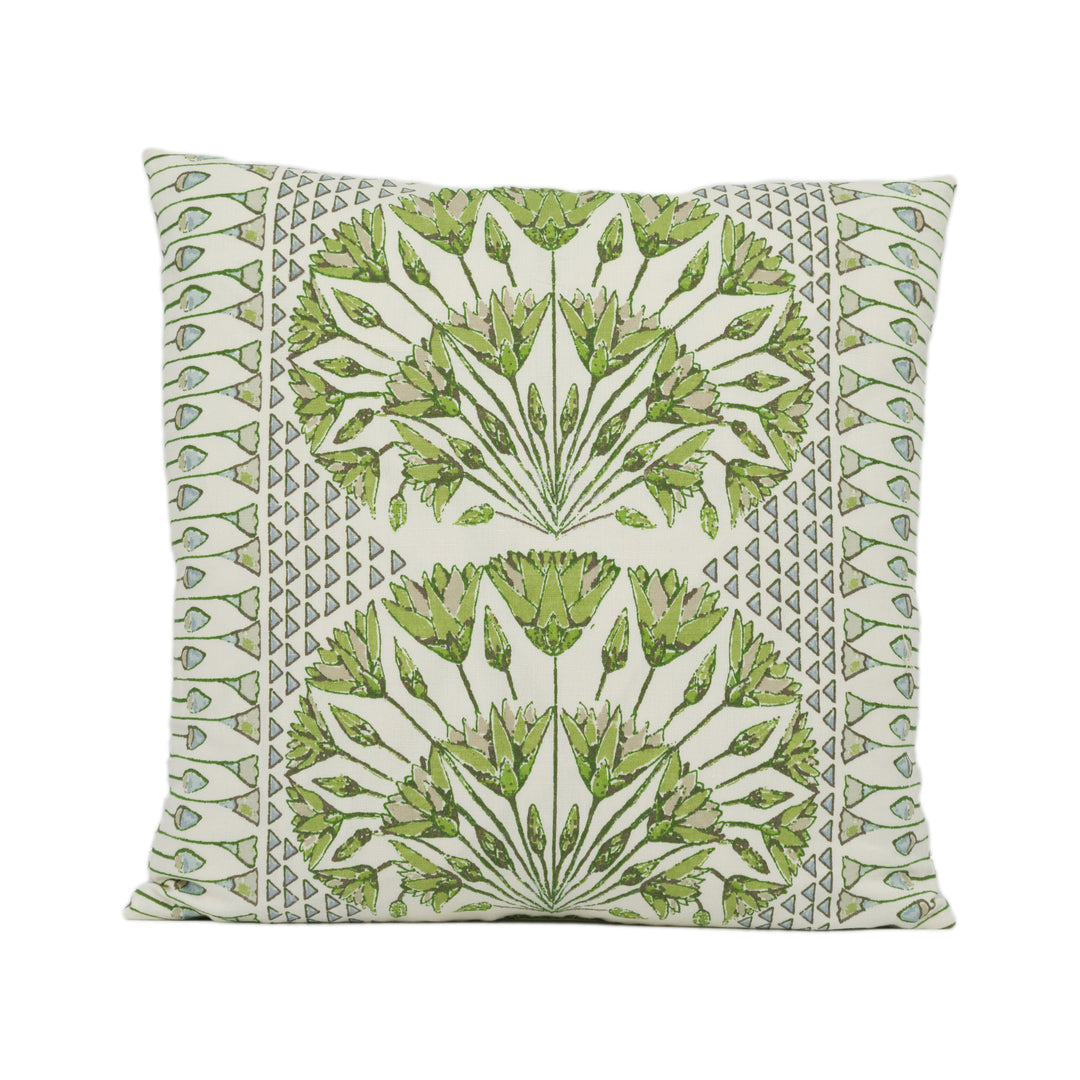 Anna French x Thibaut - Cairo - Green and White Cushion Cover – Lotus-Inspired Elegance