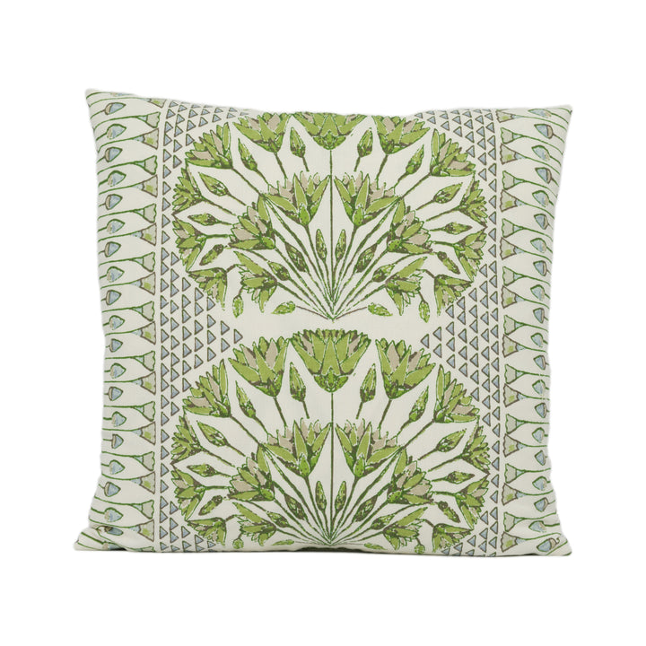 Anna French x Thibaut - Cairo - Green and White Cushion Cover – Lotus-Inspired Elegance