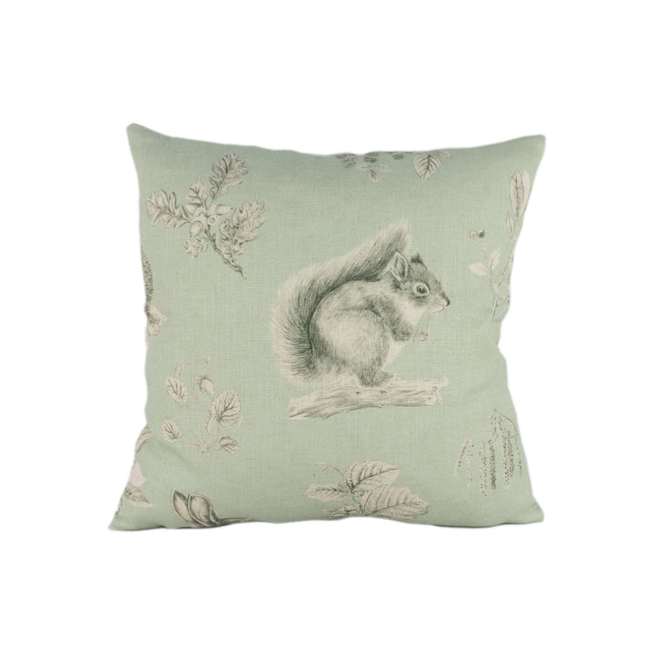 Sanderson - Squirrel &amp; Hedgehog - Seaspray / Charcoal - Stunning Designer Cushion Cover Home Décor Throw Pillow.