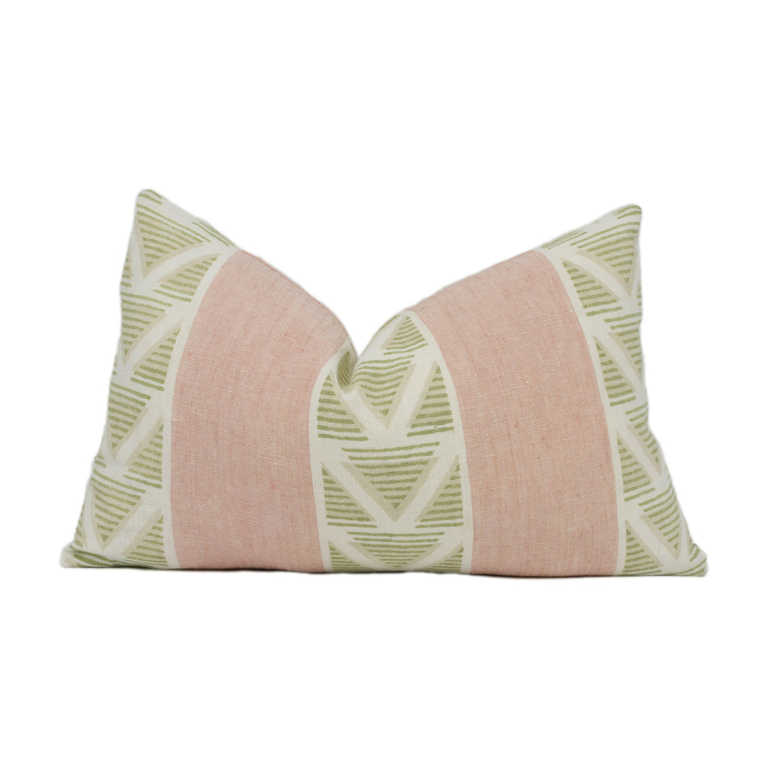 Anna French x Thibaut - Burton Stripe - Blush / Green - Classic Striped Geometric Designer Cushion Cover Luxury Throw Pillow Designer Home.