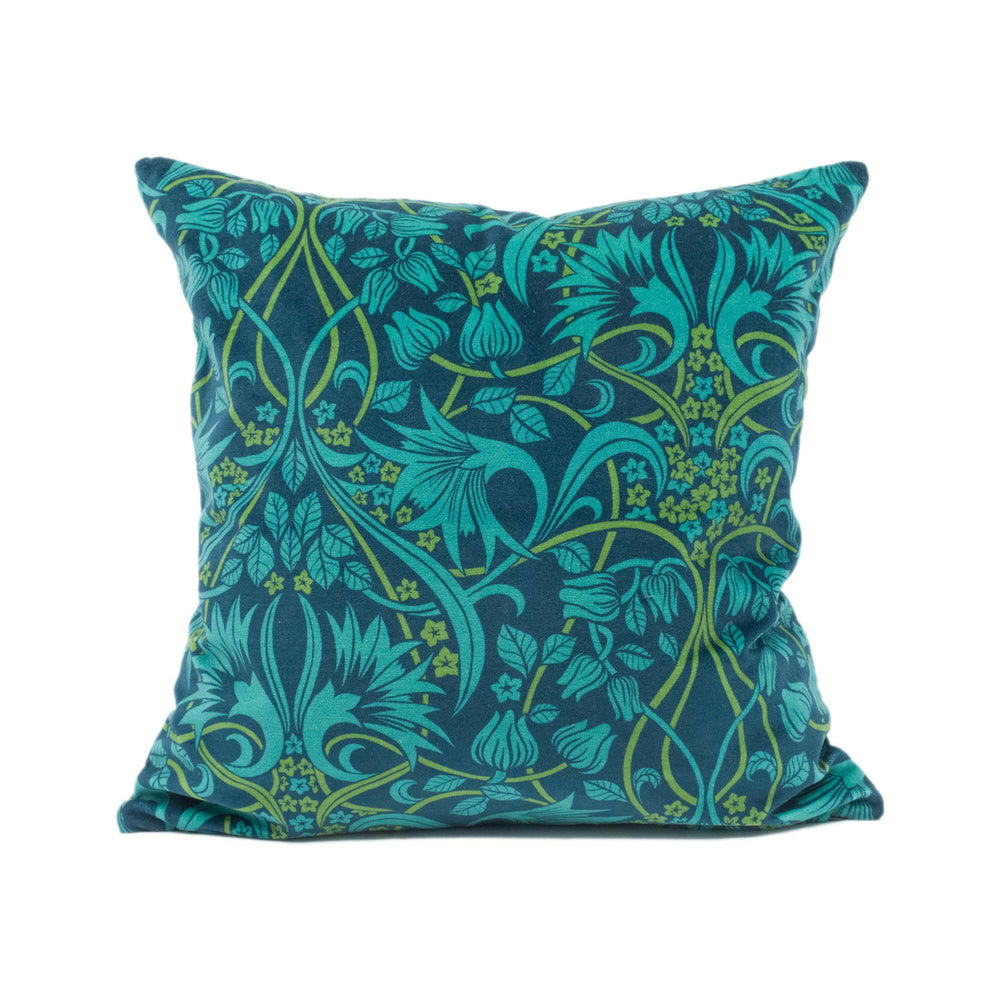 GP & J Baker - Fritillerie Velvet - Indigo / Teal - Classic Bold Scrolling Vine Cushion Cover - Handmade Throw Pillow - Designer Home Décor.