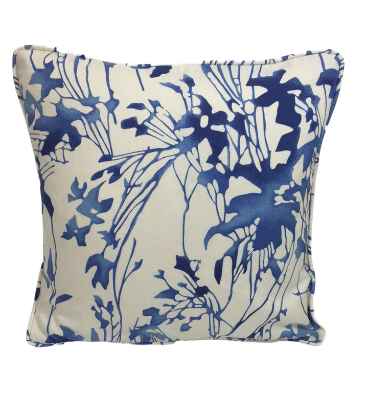 Scion - Hana - Ink / Chalk - Delicate Floral Silhouette Cushion Cover - Handmade Throw Pillow Designer Home Decor Scatter Cushion.