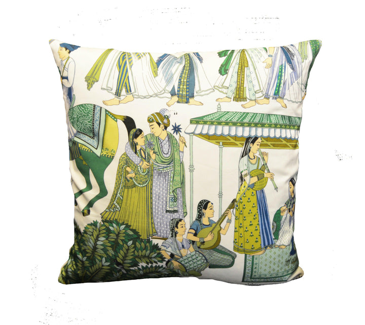 Manuel Canovas - Kalinda - Bleu de Prusse -  Vibrant Indian Inspired Designer Cushion Cover - Handmade Throw Pillow - Designer Home Decor.