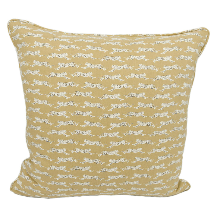 Schumacher - Leaping Leopards - Sand - Sleek Chic Designer Leopard Cushion Cover - Handmade Throw Pillow - Luxury Home Decor.