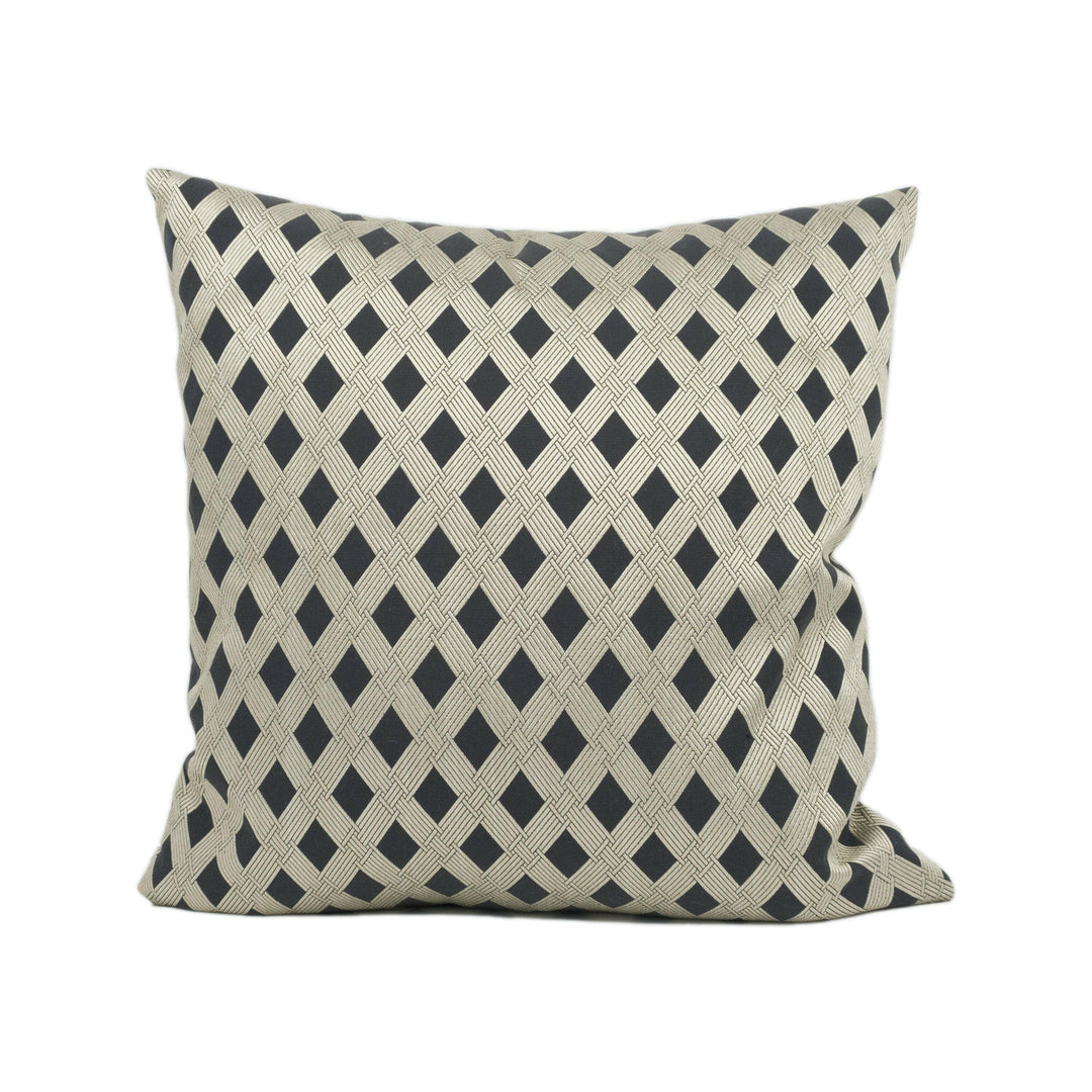 Tackler London - Mila Patterned Fabric - Monochrome - Chic Metallic Modern Geometric Cushion Cover - Handmade Throw Pillow - Designer Home.