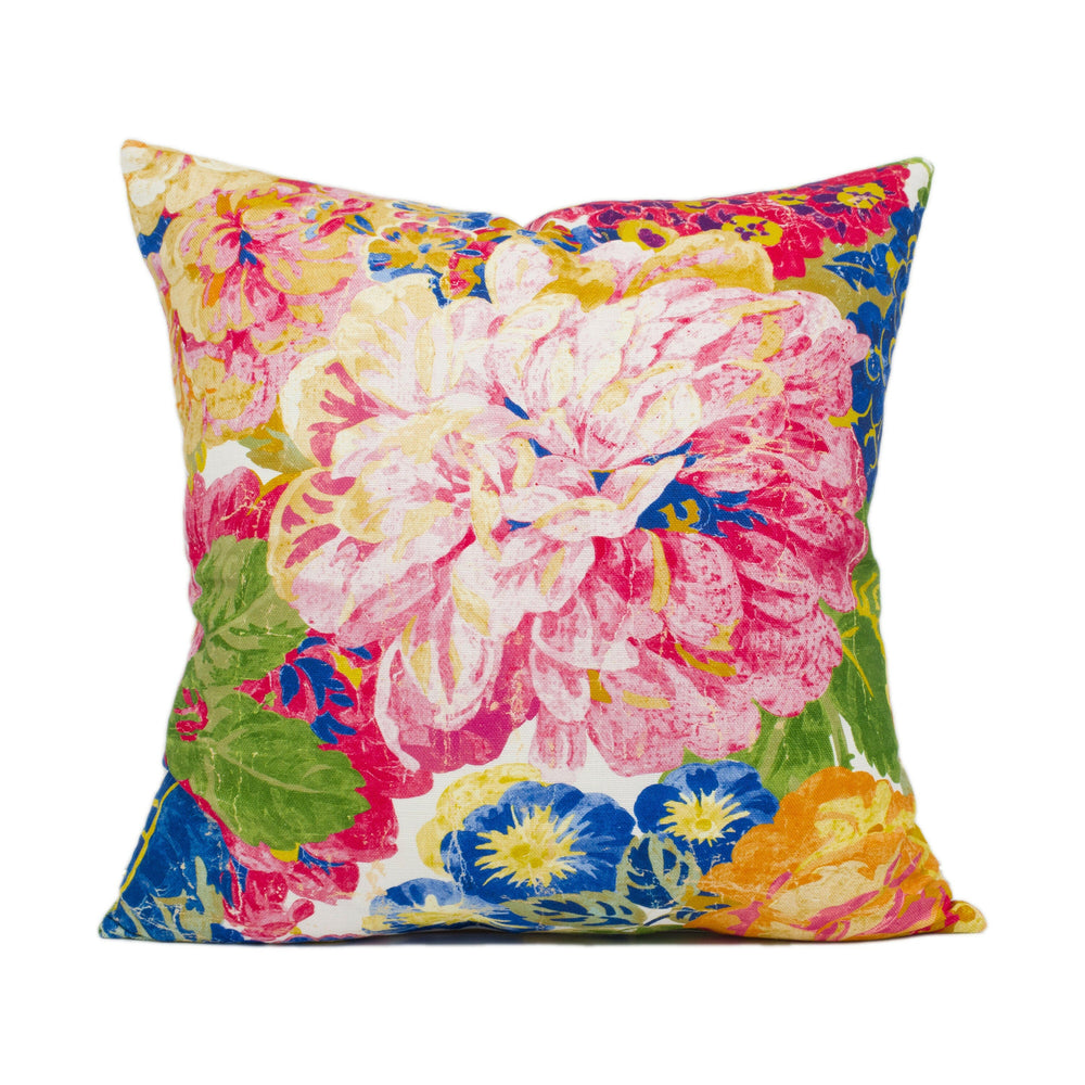 Sanderson - Rose & Peony - Cerise - Bright Colourful Graphic Floral Cushion Cover - Handmade Throw Pillow - Designer Home Décor.