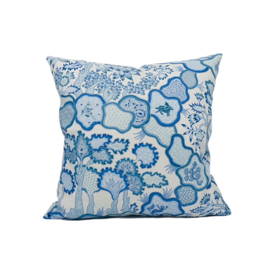 Scalamandre - Ziba - Porcelain Blue - Charming Bright Indonesian Batik Chintz Cushion Cover - Handmade Throw Pillow - Designer Home Décor.