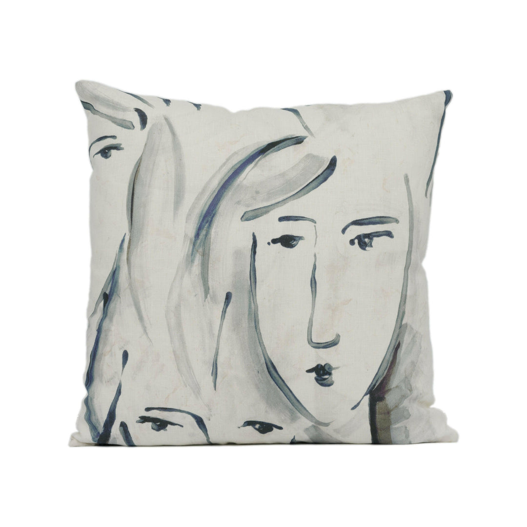 Zoffany - Les Dames - Charcoal - Elegant Painterly Artists Muse Cushion Cover Handmade Throw Pillow Designer Home Décor.