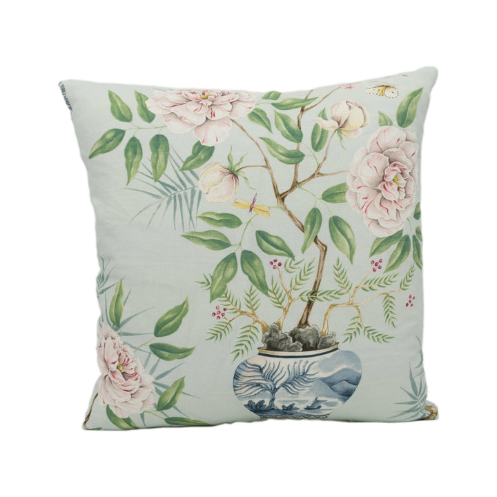 Zoffany - Romey's Garden - Sea Green - Chinese Inspired Flora & Fauna Cushion Cover - Handmade Throw Pillow Designer Home Decor.