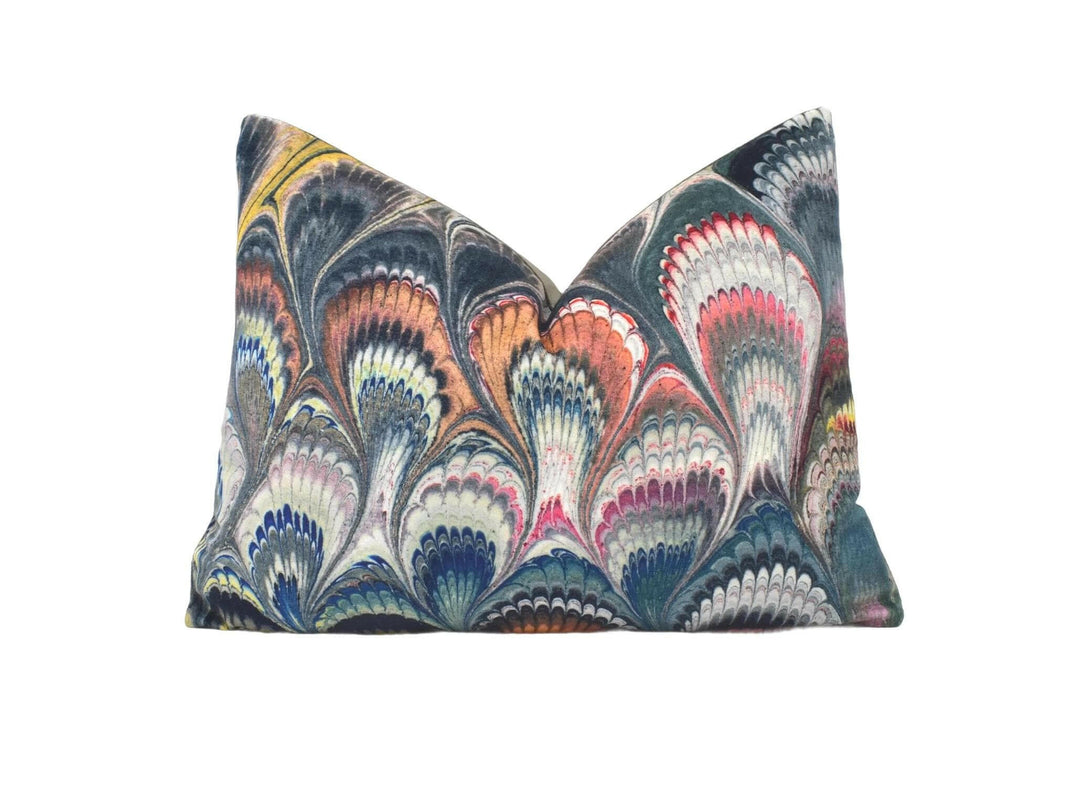 Beata Heuman - Marbleized Velvet - Marvellous Sumptuous Unique Marbled Designer Cushion Cover - Handmade Home Décor - Luxury Throw Pillow.