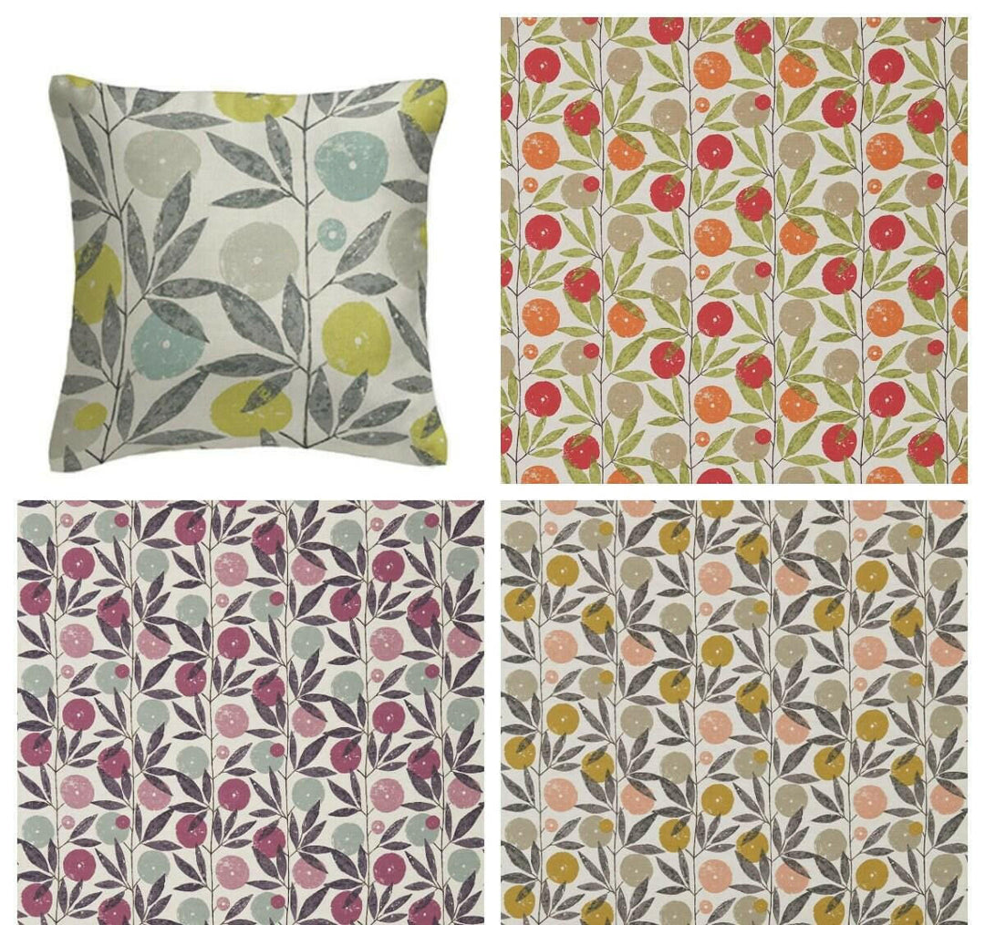 Scion - Blomma - 4 Colourways Available - Kiwi / Heather / Toffee / Tangerine - Retro Floral Cushion Cover - Handmade Throw Pillow Designer.