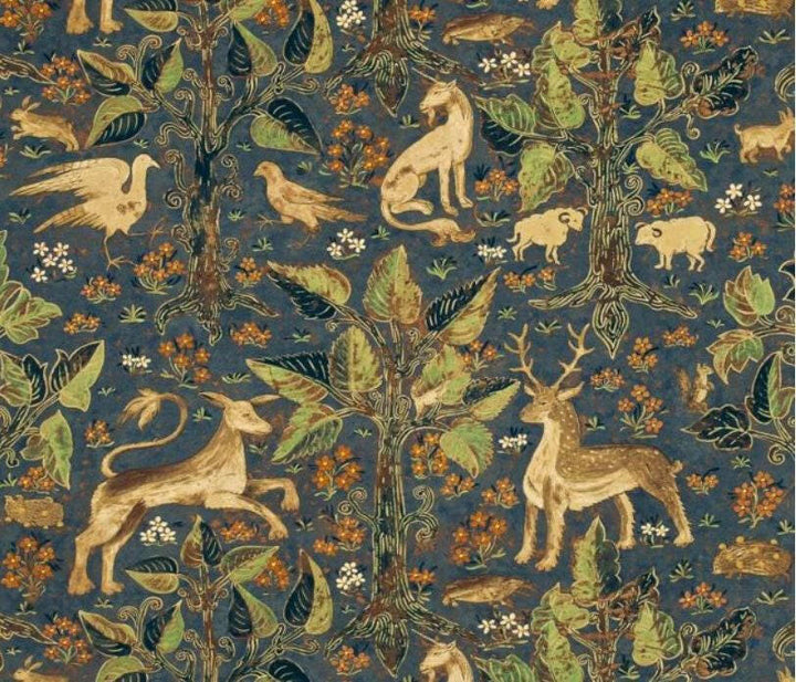 Zoffany - Arden Velvet - Blue - Luxurious Mid-Century British Tapestry Cushion Cover - Handmade Throw Pillow Designer Home Decor.