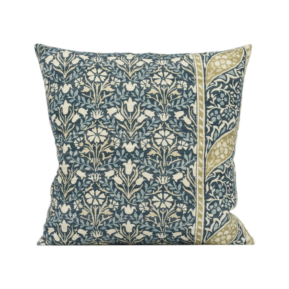 William Morris - Morris Bellflowers - Indigo / Sage - Classic English Floral Designer Cushion Cover Home Décor Throw Pillow.