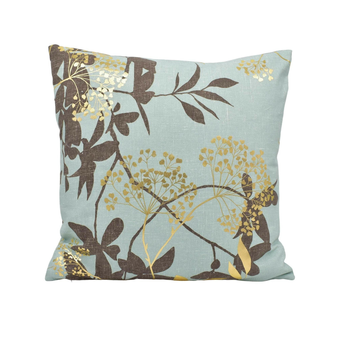 Harlequin - Fusion - Aqua / Gold / Coffee - Chic Gold Metallic Floral Designer Cushion Cover - Luxury Throw Pillow - Handmade Home Decor.