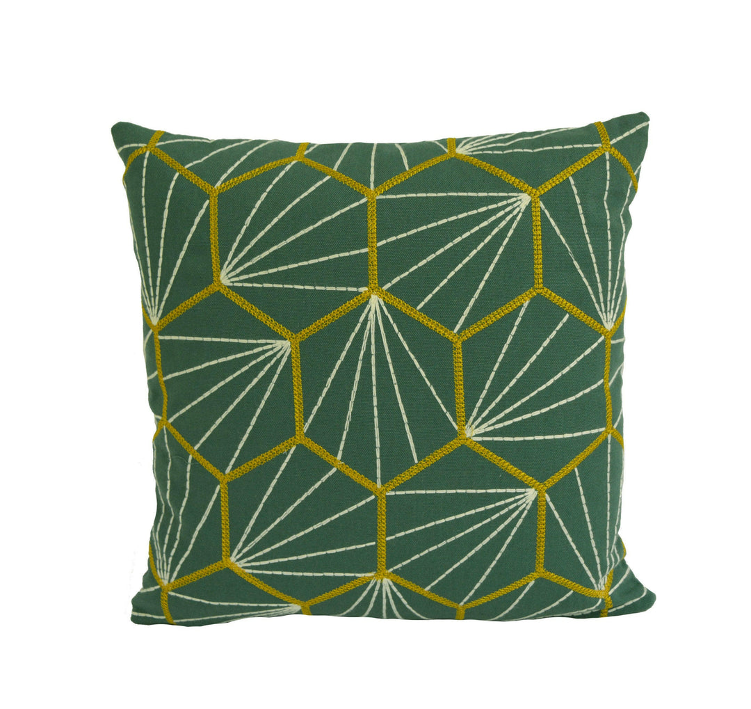 Scion - Aikyo - Forest - Scandi & Japanese Geometric Embroidered Cushion Cover - Handmade Throw Pillow - Designer Home Decor.