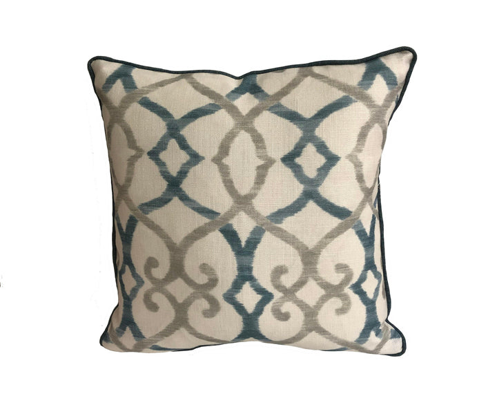 Jane Churchill - Colefax and Fowler - Silwood - Blue - Striking Trellis Print Cushion Cover - Handmade Throw Pillow Designer Home Decor.