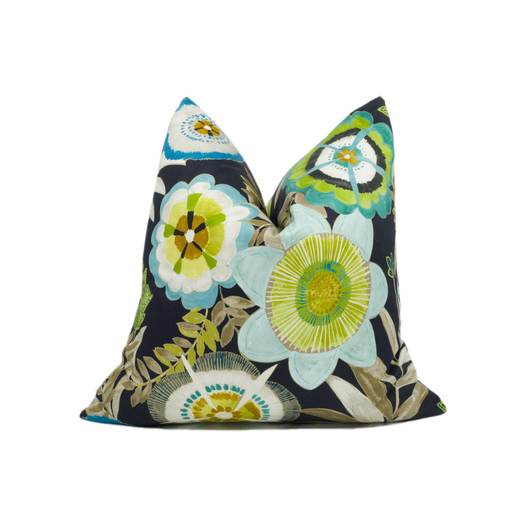 Harlequin - Komovi - Saffron / Lagoon / Citrus - Joyful Modern Artsy Floral Cushion Cover - Handmade Throw Pillow - Designer Home Décor.