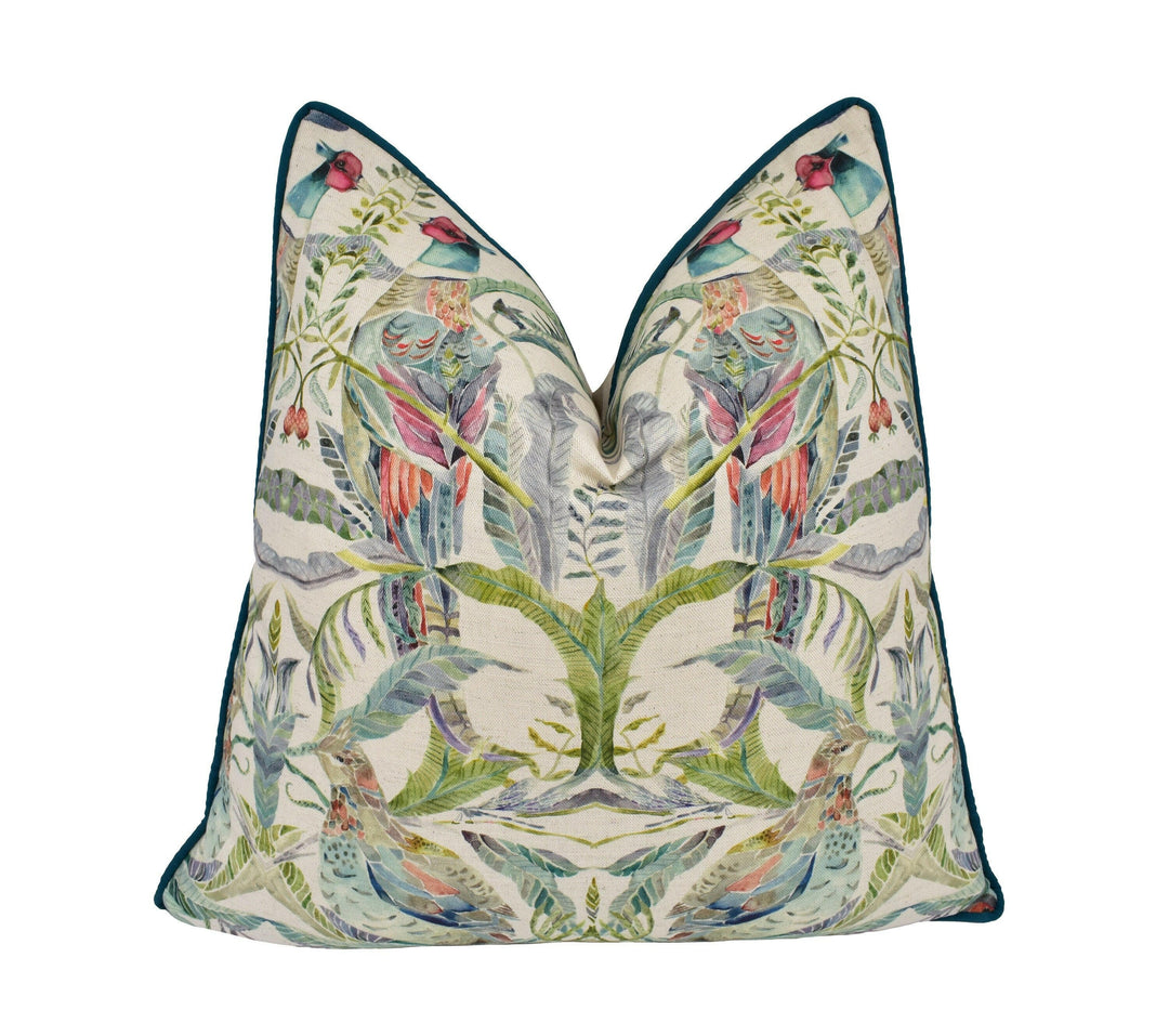 Voyage - Netherton - Pomegranate - Striking Watercolour Statement Cushion Cover Contrast Piped Throw Pillow Designer Home Decor.