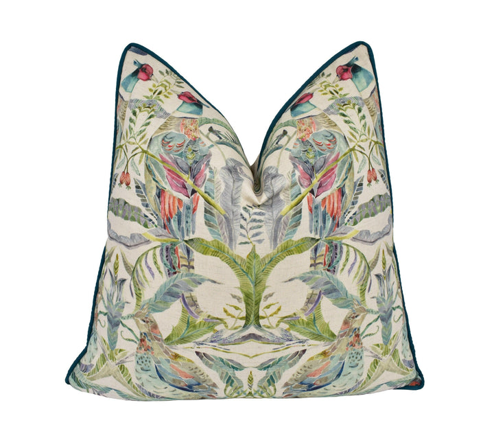 Voyage - Netherton - Pomegranate - Striking Watercolour Statement Cushion Cover Contrast Piped Throw Pillow Designer Home Decor.