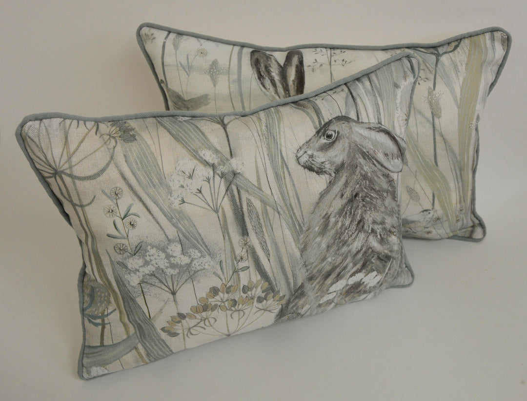 Sanderson - Dune Hares - Mist / Pebble - Delightful British Winter Seascape Designer Cushion Cover - Luxury Throw Pillow - Handmade Home Dec.