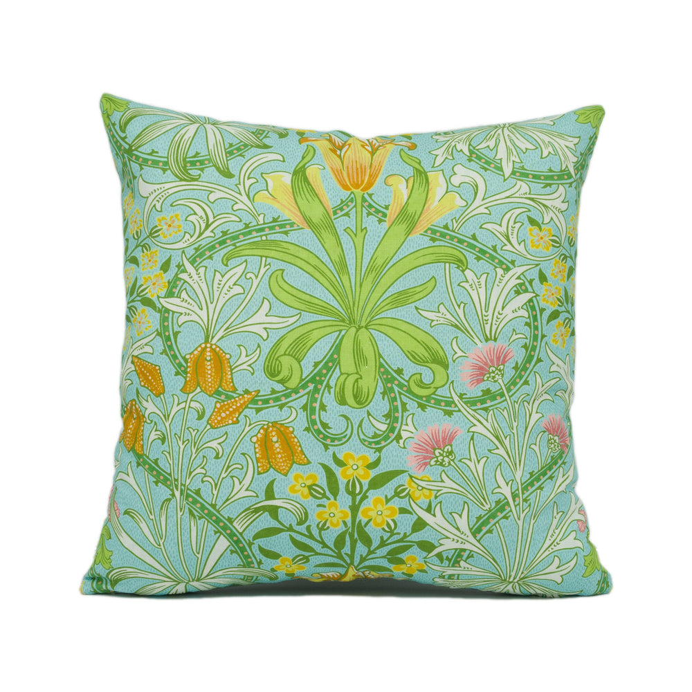 Ben Pentreath for William Morris - Woodland Weeds - Orange / Turquoise - Floral Cushion Cover - Handmade Throw Pillow - Designer Home Décor.