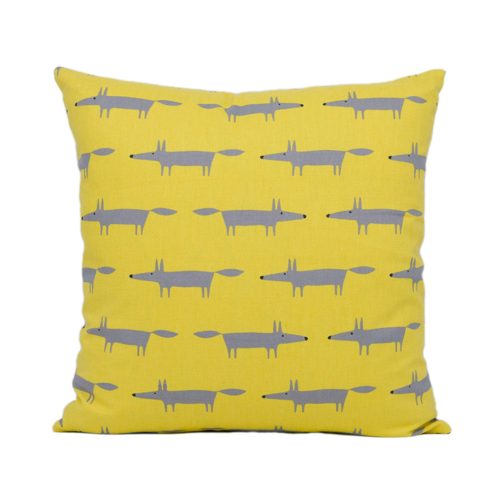 Scion - Little Fox - Sunflower / Gull - Super Cute Mini Mr Fox Cushion Cover - Handmade Throw Pillow Designer Home Decor.